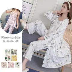 △ルームウエア 3点セット パジャマ 花柄 かわいい 部屋着 セットアップ