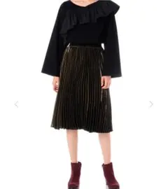 ROSE BUD 秋冬 プリーツスカート 膝丈スカート ウエストゴム