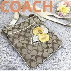COACH コーチ キャンバス フラワー 花ショルダーバッグ斜め掛けかばん