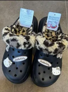 新品未使用L ハローキティ ヒョウ柄 厚底ボアサンダル アベイルクロックスギャル