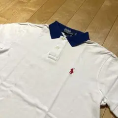 Polo by Ralph Lauren 鹿の子ポロシャツ ホワイト×ブルー M