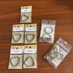 ハート型金属パーツ　リングパーツセット　ハンドメイド　アクセサリー　キーホルダー