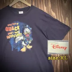 90s ディズニー ドナルドダック 希少 ビッグロゴ Tシャツ ネイビー　XL