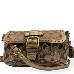 良品　希少　COACH コーチ　ショルダーバッグ　ソーホー　ベージュ　ゴールド