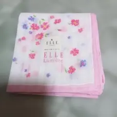 ELLE Lumière 花柄ハンカチ ピンク
