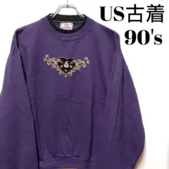 US古着　90's　刺繍スウェット　トレーナー　アメリカ古着