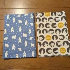 ホッキョクグマ　プリント　生地　はぎれ　2枚