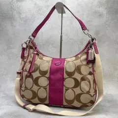 美品✨大容量 コーチ 2way ワンショルダーバッグ キャンバス×パテントレザー