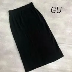 GU ジーユー リブ ナロースカート ブラック 黒 ストレッチ M