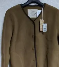 ノーカラーレディースジャケット フリース❴ブラウン❵