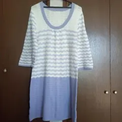 Lサイズ♡波模様ニットチュニック 七分袖
