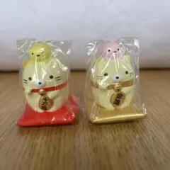 すみっコぐらし ねこ 開運マスコット おみくじ付き ２種セット 縁起物 たぴおか