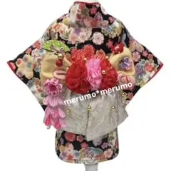 犬服 ハンドメイド 着物 XSサイズ 桜柄 黒