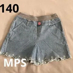 MPS デニム ショートパンツ 花柄 ハートポケット付き 140