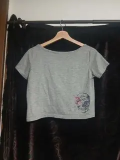 Y2K SHC スカルプリント クロップドTシャツ グレー