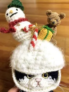 はちわれネコちゃんとクリスマス帽子