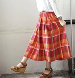 grin グリン　リネンスカート　ロング　チェック