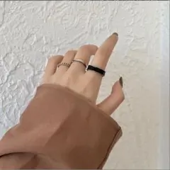 【大人気】　3個セット　リング　黒　シルバー　アクセサリー　お洒落　男女兼用