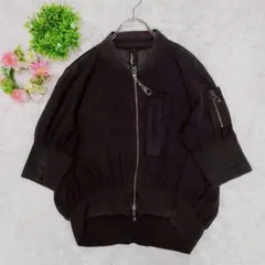 【プライド】 MA-1風ブルゾン (L) ライトアウター ブラック 5分袖のサムネイル