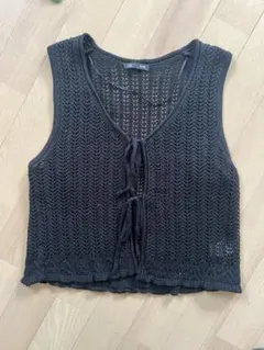 GU 透かし編みニットジレ M