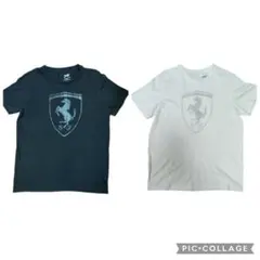 【中古品】プーマ×Ferrari ロゴ Tシャツ 黒×白2枚セットL/XL