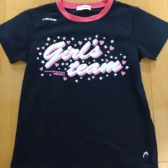 HEAD 半袖Tシャツ ブラック×ピンク