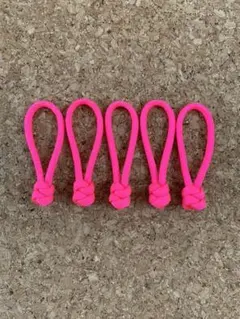 ハンドメイド★ジッパータブ5個　ネオンピンク