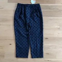 ドット フロッキー テーパードパンツ　ブラック/黒　大きいサイズ　3L