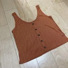 h&m レディースベストタンクトップカットソー　リブオレンジ