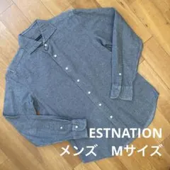 ESTNATION グレー ボタンダウン長袖シャツ Mサイズ
