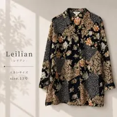 38美品　大きいサイズ　leilianレリアン フラワー　ブラウスのサムネイル