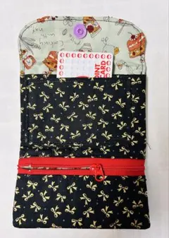 布製手作りコインスルー財布　カード入れ付き