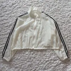 ハニーズ　ショート丈　シースルー　アウター　ブルゾン　白　黒　ライン　韓国　0