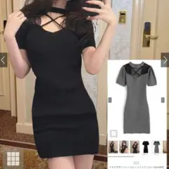 【新品】GRL クロスデザイン レースニット ミニワンピース Sサイズ