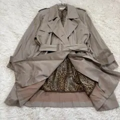 y7435 良品✨ライナー付きトレンチコート ヒョウ柄 ベルト 綺麗めカジュアル