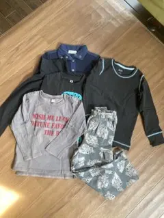 子ども服 まとめ売り ロンT/襟付きニット/スウェットカーゴパンツ 110