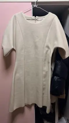 アイボリー 半袖ミニワンピース　韓国