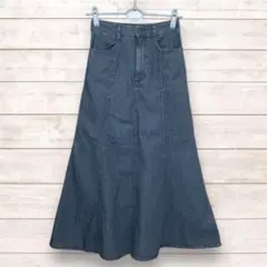 GU ライトデニムフレアマキシスカート グレー S