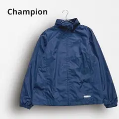 Y7392【チャンピオン】ナイロンジャケット ネイビー ウィンドブレーカー 紺