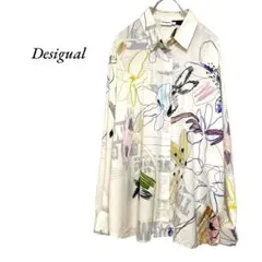 2025　Desigual　アートコラージュオーバーサイズシャツ　白　デシグアルのサムネイル