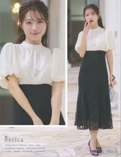 パーティードレス ホワイト/ブラック　M