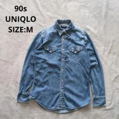 90s オールドユニクロ　デニムシャツ　ウエスタンシャツ　シャンブレー