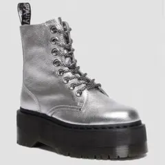 シルバー メタリックレースアップブーツ