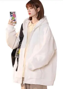 パーカー レディース 秋冬 長袖 裏起毛 ゆったり おしゃれ ジップアップ 無地