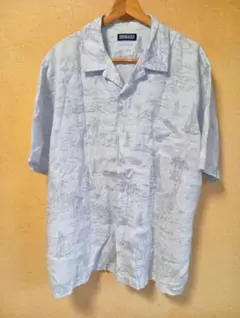 90s LANDS’END ランズエンド アロハシャツ ライトブルー 総柄 XLのサムネイル