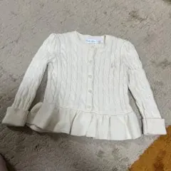 Ralph Lauren ホワイトケーブルニット 24M 90㎝　カーディガン