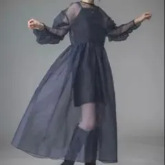 【OWNth(オンス)】 シースルーネイビーロングドレスのサムネイル