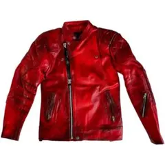 ALA Semi-Double Riders Jacket RED USED加工 2026年最新】ALA カラー：レッド系 メンズ レザージャケット