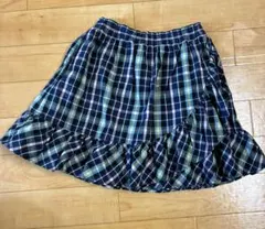 Familiar ネイビー系チェック フリルスカート 110
