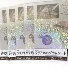 amifa クリアホログラムシート シールタイプ　A4 サイズ　5点セット